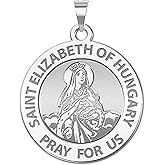PicturesOnGold.com Saint Elizabeth of Hungary Religious Medal - 2/3 Inch Size of Dime, Sterling Silver