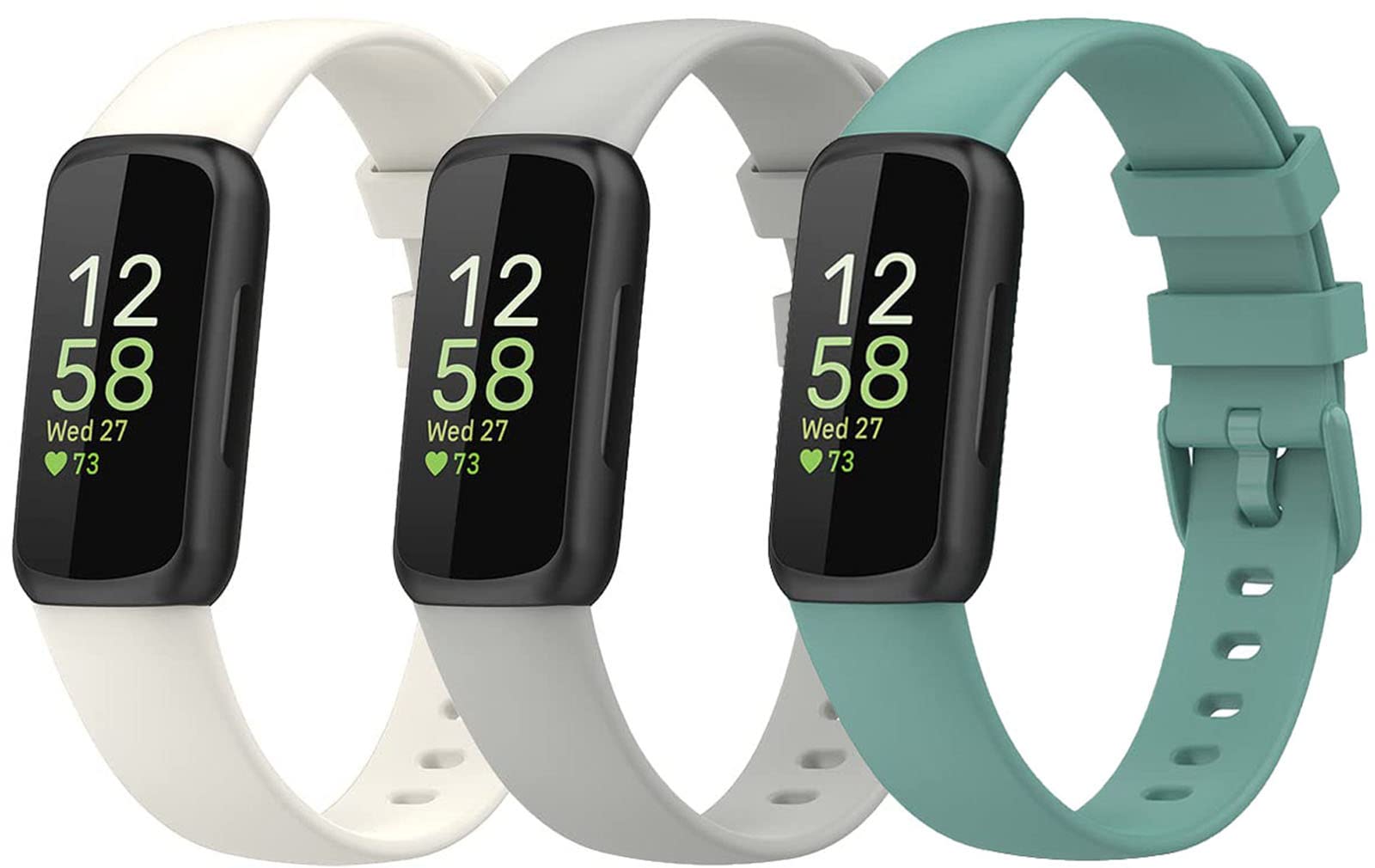 Nigaee 3 Pack Straps Compatible for Fitbit Inspire 3 Strap, Soft Silicone Adjustable Sport Replacement Wrist Bands for Women Men