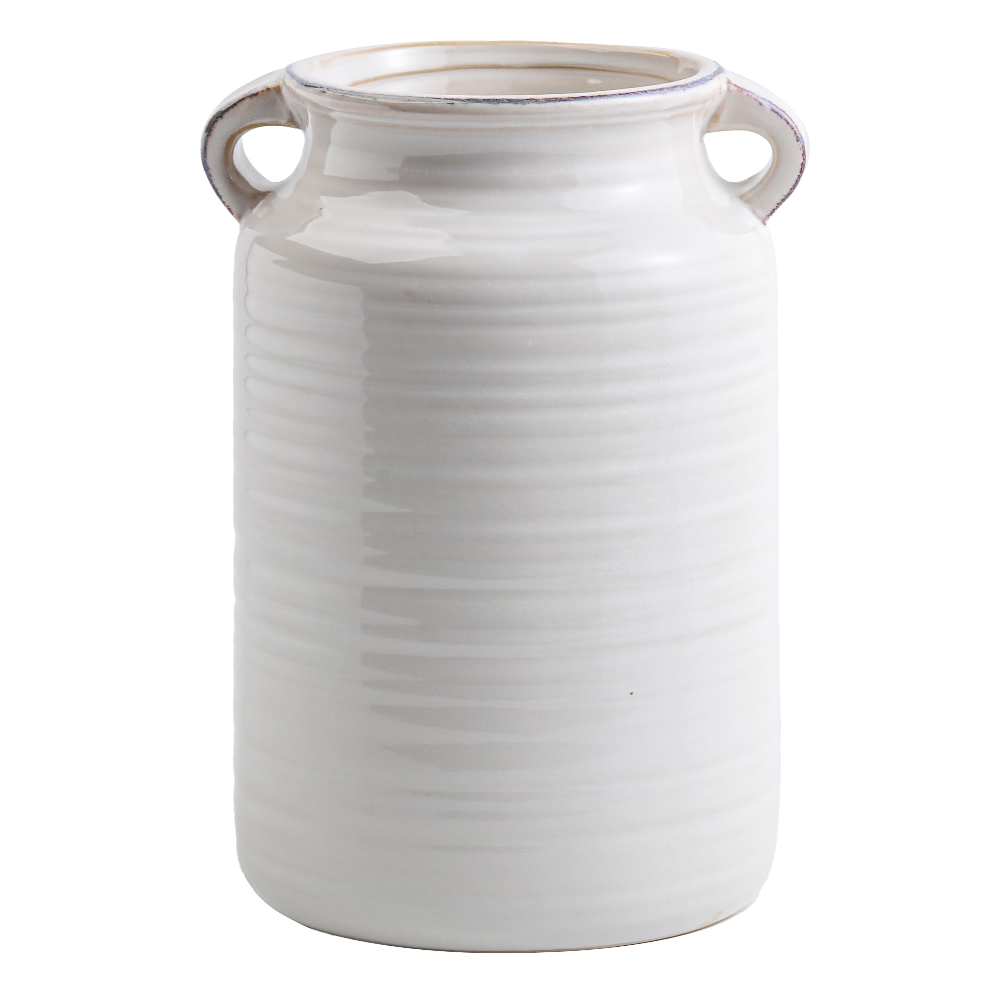 Photo 1 of Ceramic Rustic Distressed White Flower Vase for Centerpieces, Kitchen, Office or Living Room (5.9''x8.6”)