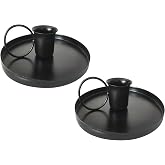 2 Pcs 4 Inch Black Iron Candle Holder for Taper Candles, Dinning,Wedding and Party Decoration (2, Black)