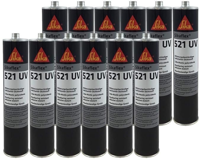 Sparset 12x Sikaflex 521-UV Hybriddichtstoff Wohnwagendichtmasse 300ml Schwarz