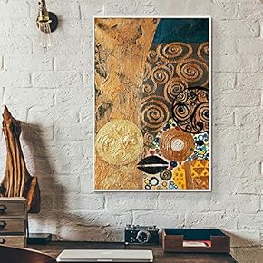 Floating Framed Canvas Wall Art for Living Room, Bedroom Golden Abstract Oil Painting Canvas Prints for Home Decoration Ready to Hang - 16x24 inches