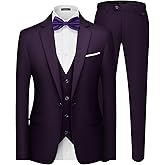 MAGE MALE Men's 3 Pieces Suit Elegant Solid One Button Slim Fit Single Breasted Party Blazer Vest Pants Set