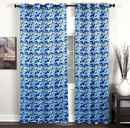 HOMEC Kids Collection - Girls Boys Kids Baby Room Classroom Decor Collection, Africa America Penguins Ocean Animals, Window Treatments for Kids Bedroom - Single Curtain in Size - 46 X 84 inch (1 Piece)
