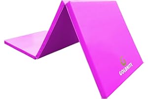 GOLDNITE Tri-Fold Folding Exercise Mat, 1.5/2 Inch Thick Gymnastic Mat Colorful Tumbling Mats for kids with Carrying Handles for Yoga, MMA, Stretching, Core Workout, Kids Home Gym Protective Mat