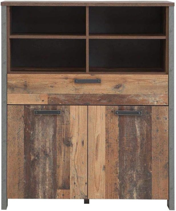 Forte Wohnzimmerschrank Highboard In Trendigem Vintage Industrial Look Amazon De Kuche Haushalt