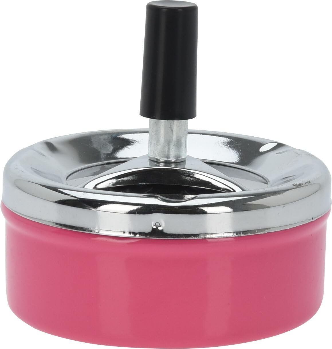 OrionMart Stainless Steel Tabletop Push Down Cigarette Spinning Ashtray with Lids | Windproof and Odor Free Cool Ashtray | For Home Indoors and Outdoors