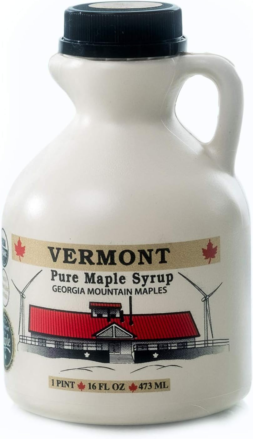 Georgia Mountain Maples of Vermont, Organic Maple Syrup, Amber Color Rich Taste, 16 oz