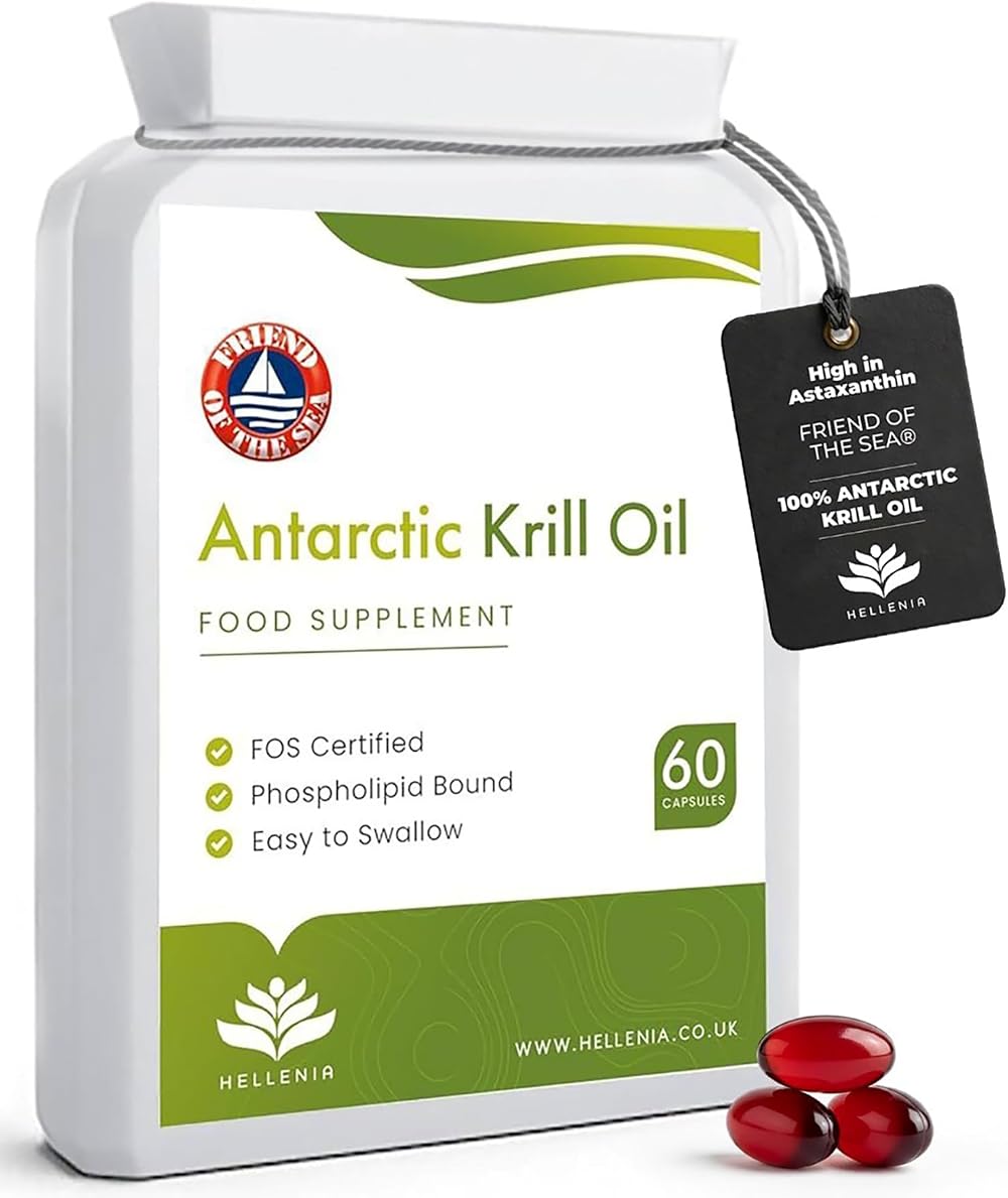 Hellenia 100% Antarctic Krill Oil 500mg 60 Softgels DHA EPA Astaxanthin