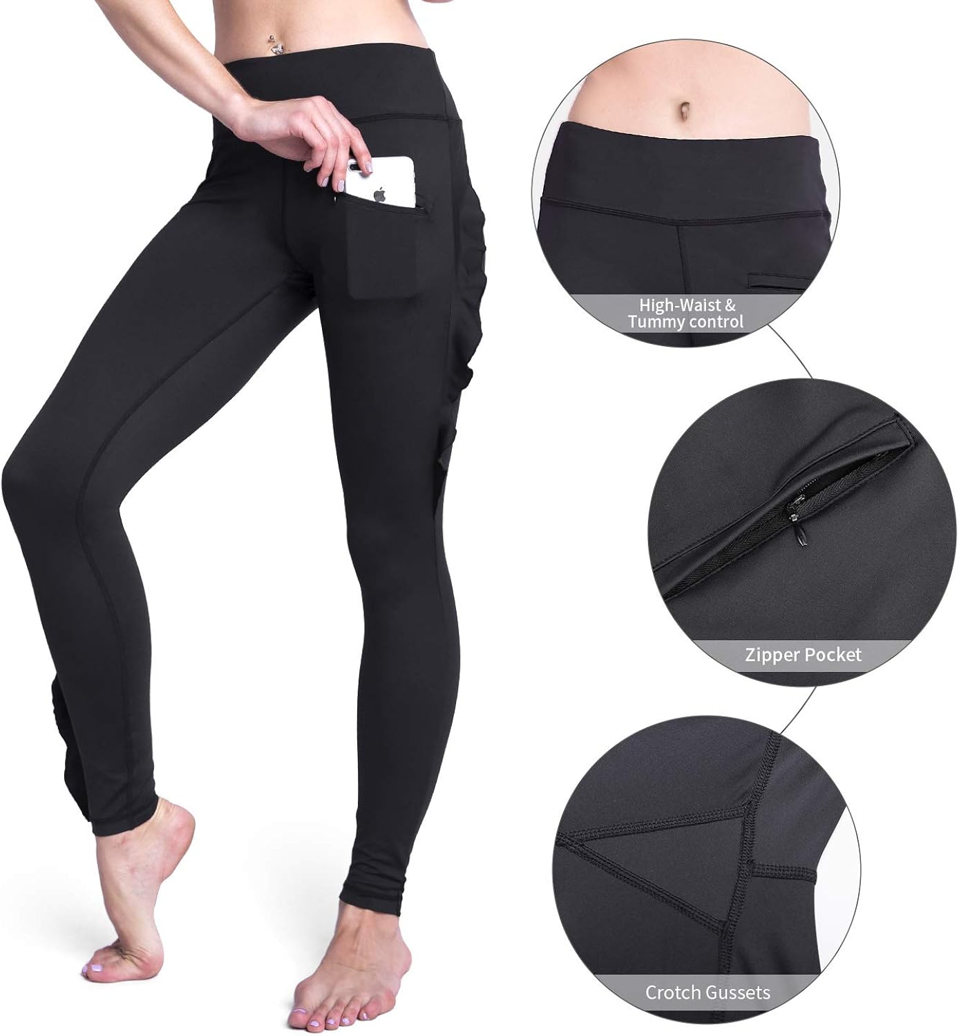 RAYPOSE Women’s Workout Running Capris Leggings Pocket