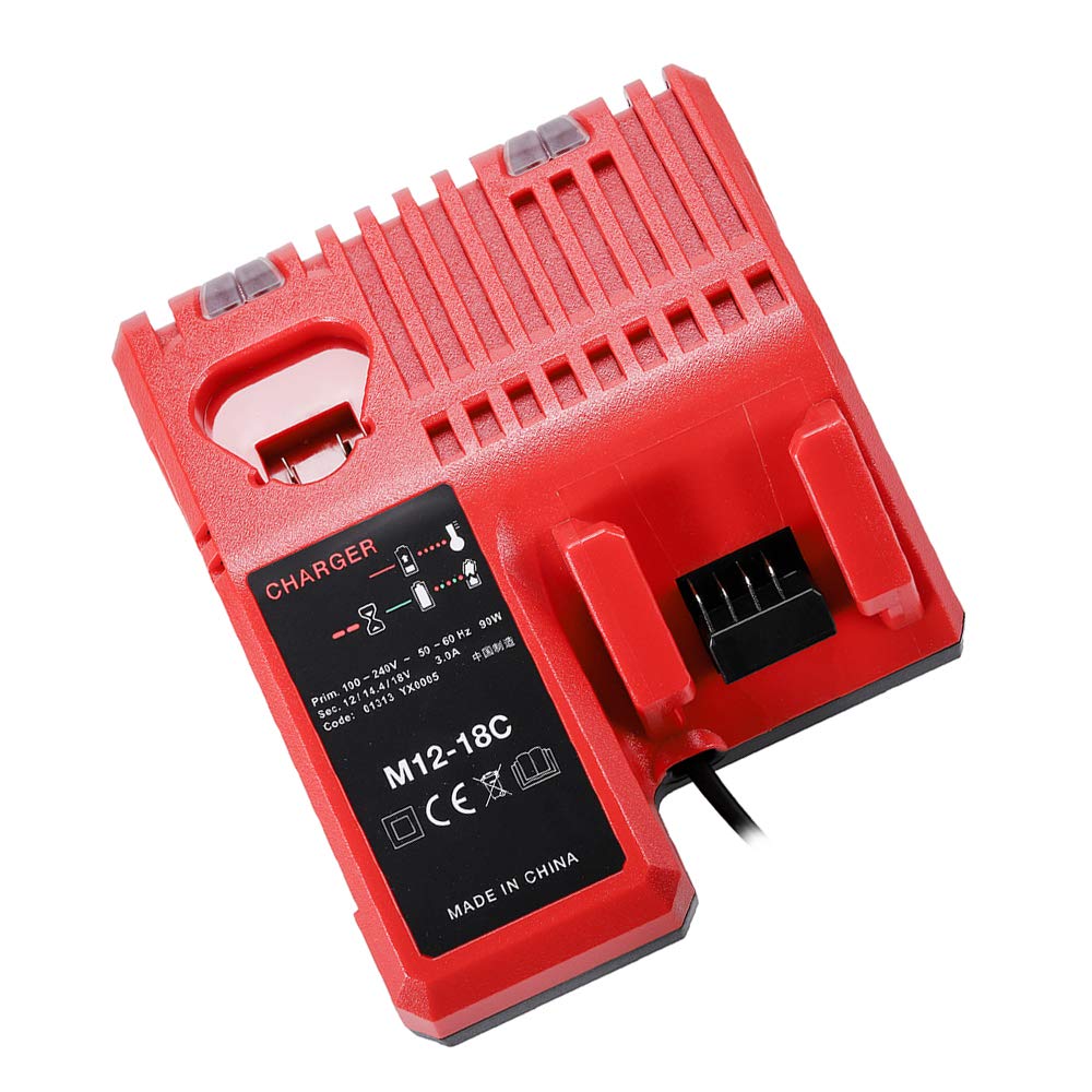 VANTTECH Replacement for Milwaukee 12-18v 3A Lithium Battery Charger Replacement for Milwaukee 48-11-1840 48-11-2401 48-59-1812 48-11-2420 48-11-2440 48-11-1820 48-11-1850 48-11-1890