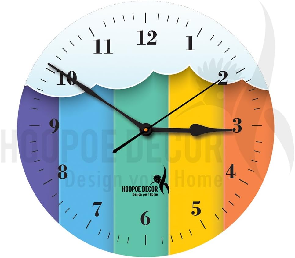 Hoopoe Decor Rainbow cloud Trendy Wall Clock
