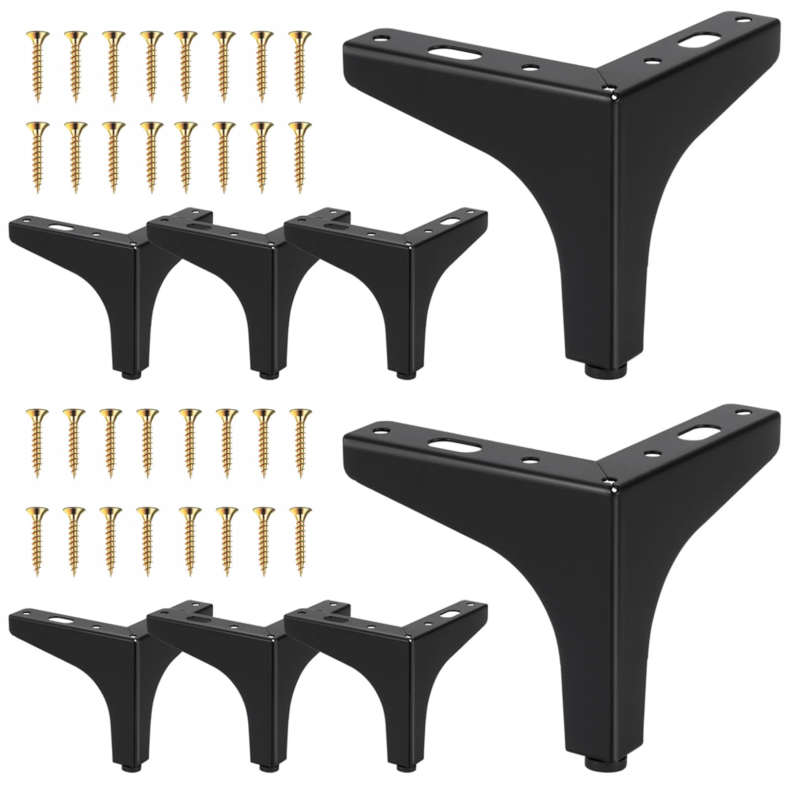 LSRVNM 8 Pcs 15cm Metal Furniture Legs, Modern Style Furniture Sofa Legs, DIY Replacement Furniture Feet, for Bookshelf, Cabinet, Desk, Chair, Sofa, Nightstand (Black)