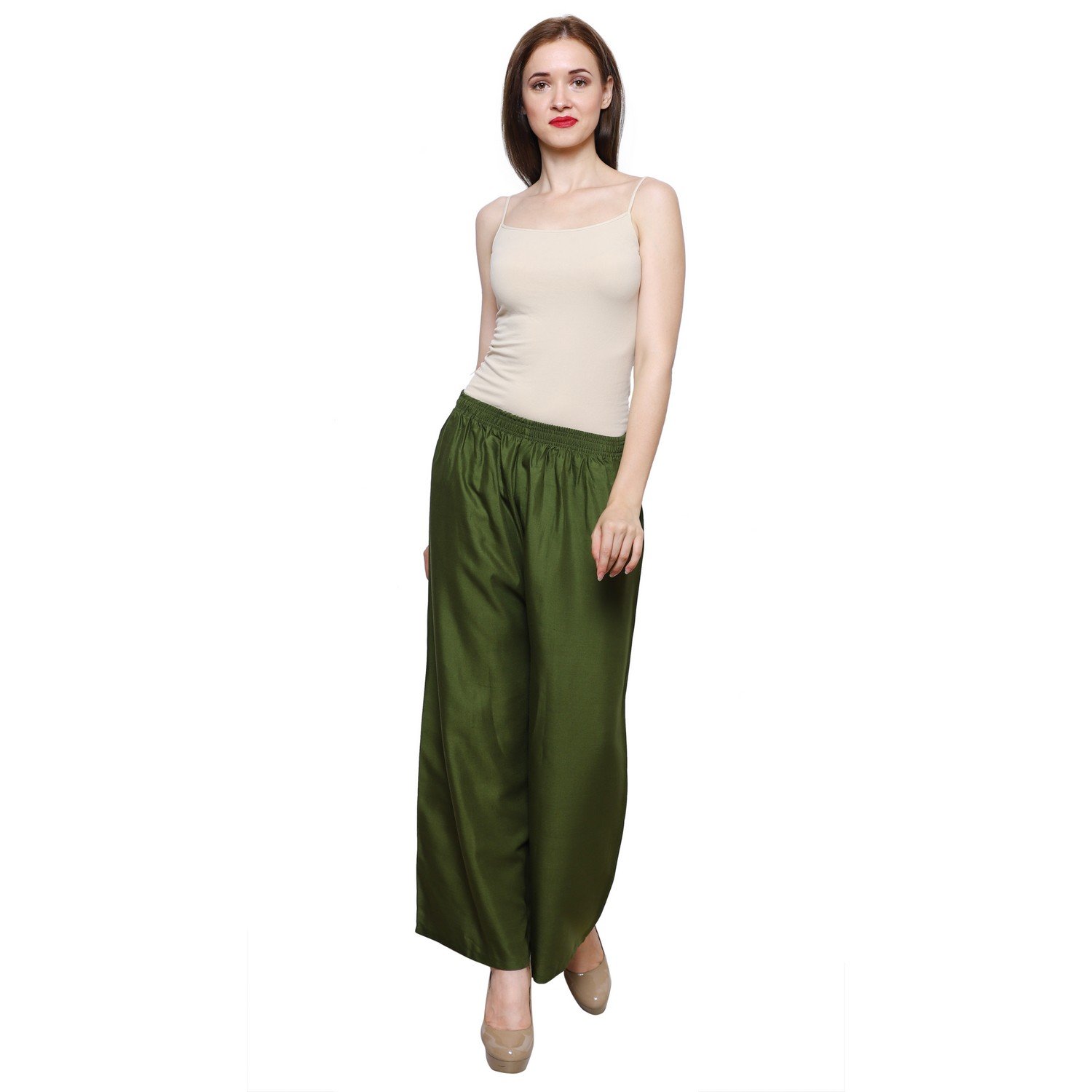 eldino regular fit women's rayon casual palazzo pants - green