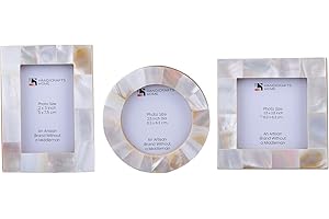 Handicrafts Home Baby Picture Frame for Newborn Girls and Boys Shower - Birthday Gifts Vintage Photo Frames Set of 3 Pieces (White-Pearl)