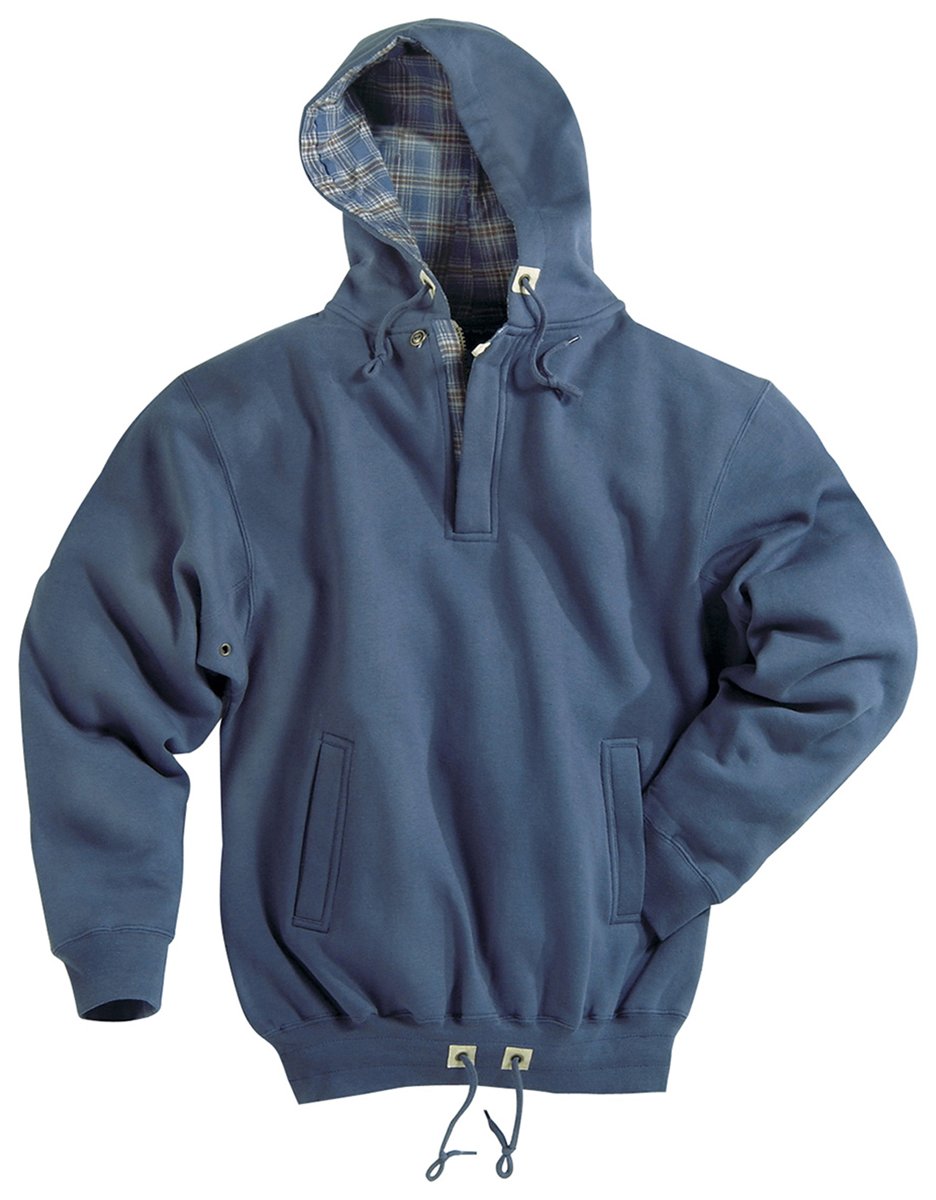 Tri Mountain 679 Cotton Poly Hooded Sweatshirt With Plaid Trim