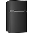 Antarctic Star Mini Compact Refrigerator, 3.2 Cu.Ft. Separate Freezer Double 2-Door Adjustable Removable Shelves for Basement/Apartment/Dorm/Office,BLACK