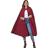 Gihuo Cape Poncho Women's Hooded Maxi Cloak Coat Winter Warm Long Cloak Cosplay Costumes Outerwear