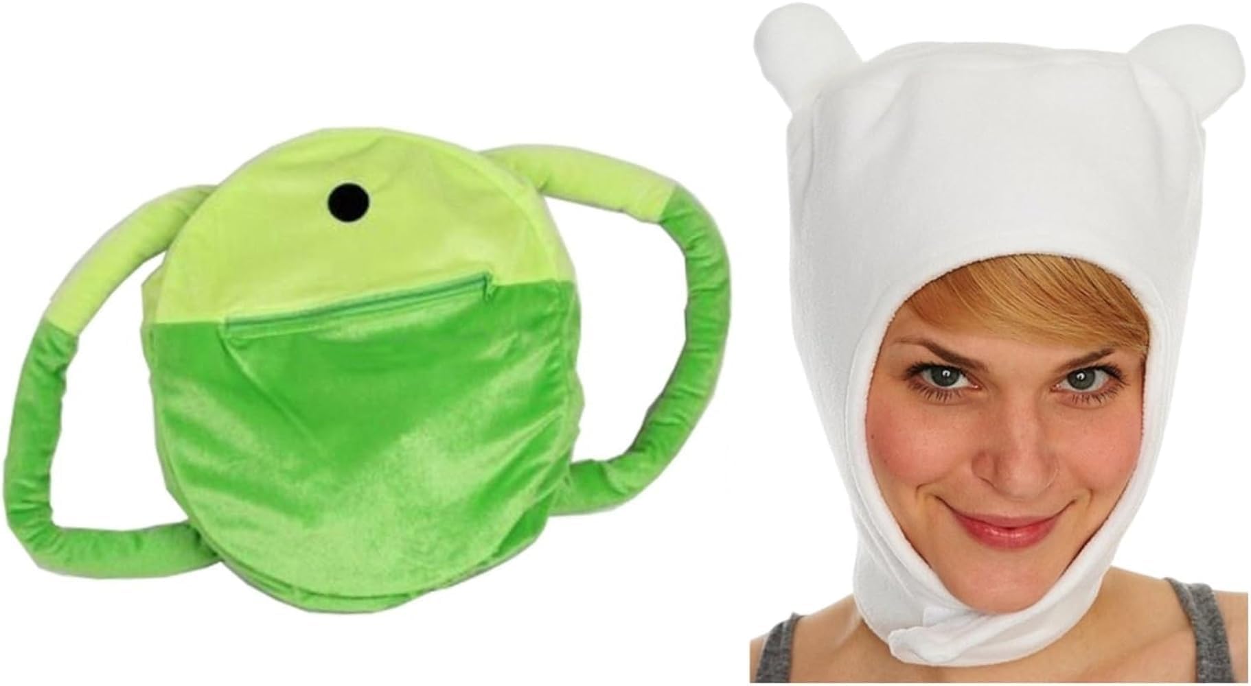 Adventure FINN HAT & BAG Pilot Winter White Cap Fleece Costume Halloween NWT (M)
