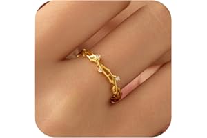 LOVPEPY Vintage Gold Twig Ring for Mother, 925 Sterling Silver CZ Leaves Branch Hollow Stacking Ring to Daughter,14K Gold Plated Rings for Women Mother's Day Christmas Birthday Wedding Jewelry Gift