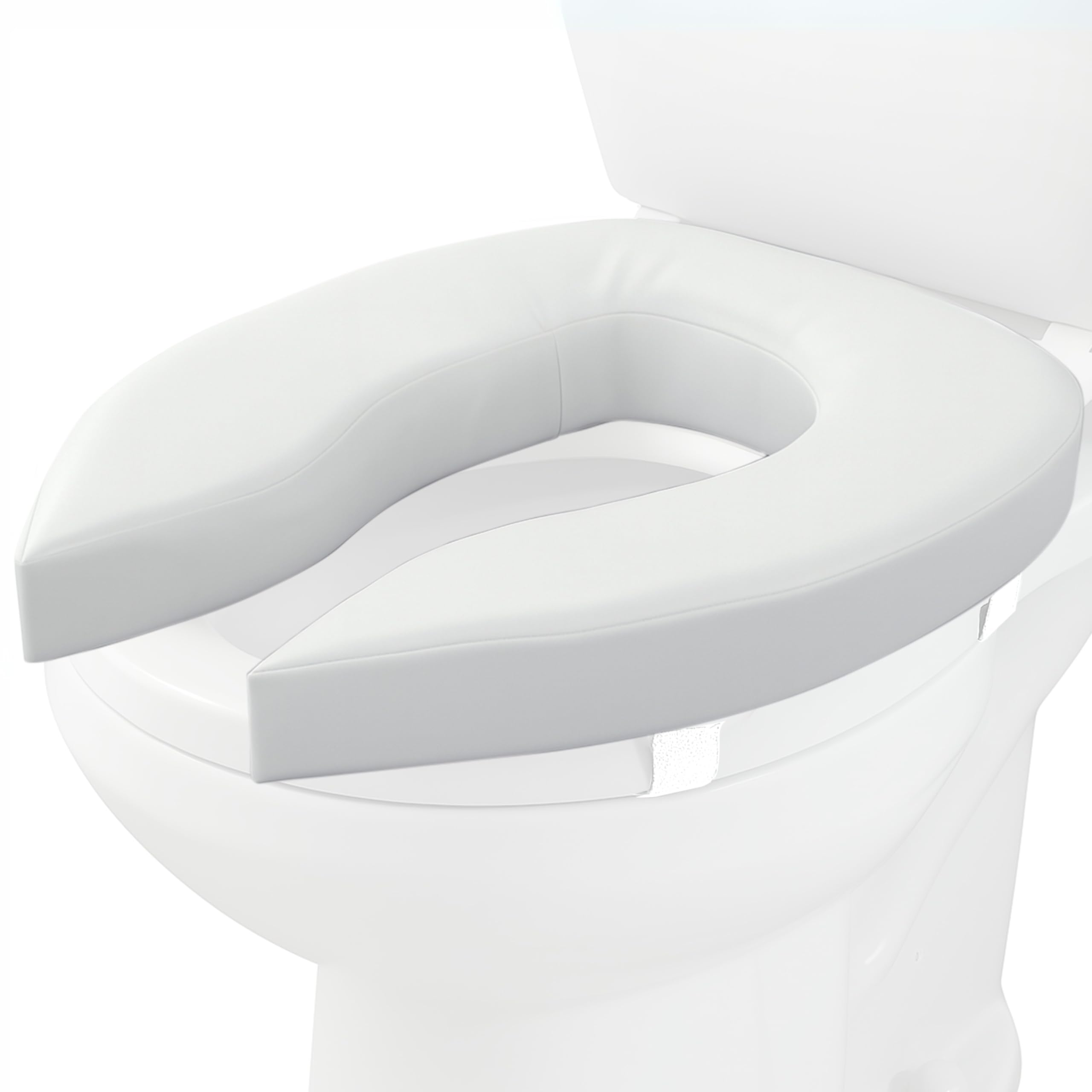 Homecraft Padded Raised Toilet Seat without Lid, Elevated Comfort Toilet Seat Support for Elderly, Handicapped and Disabled Users, White Colour, 5 cm