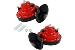Sephile 2 PCS Car Snail Air Horn, 12V ABS Large-diameter In-line Antenna Waterproof Sealed Stereo Horn Horn, One-piece Quick Installation Accessory, for Most Cars, Motorcycles and Bicycles (Red)