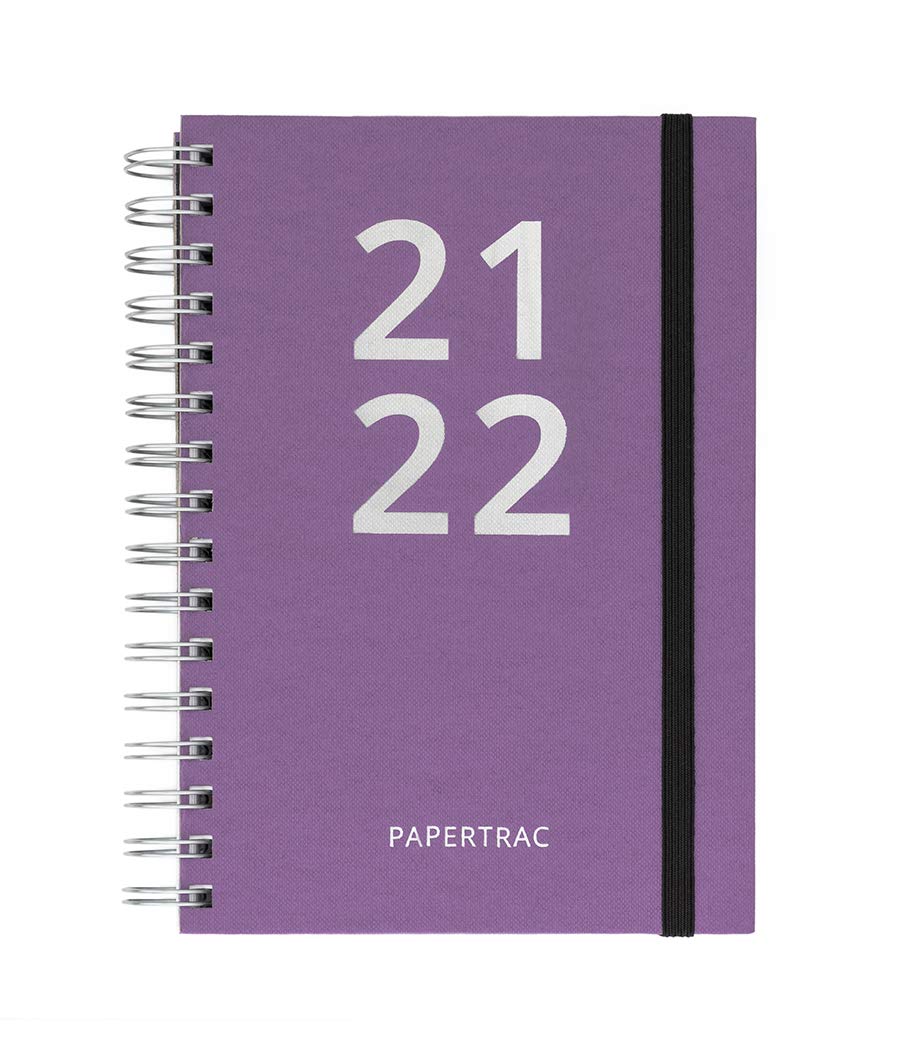 Papertrac - Purple - Daily Diary 2021-2022 - 320 Pages - A5 Size - 14 x 21.2 cm - Spanish - English