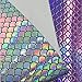 UINKE A4 Size 1pc Holographic Iridescent Mermaid Scale Faux Leather Fabric Sheet for Hair Bows Making DIY Crafts