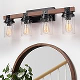 4-Lights Farmhouse Bathroom Vanity Light, Rustic