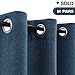 jinchan Linen Fabric Moderate Blackout Curtains Panels for Bedroom Room Darkening Drapes for Living Room, (2 Panels, 84-Inch, Denim Blue)