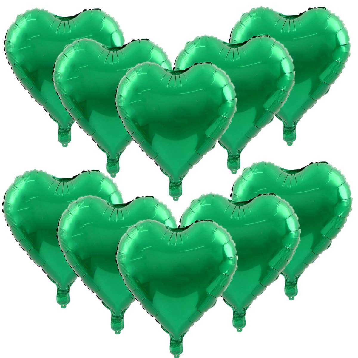 Zhiheng 10pcs Heart Balloos for Party Decoration,18inch Heart Shaped Foil Balloons for Birthday,Christmas,Graduation,Wedding Party Accessories (Green) โ image 1
