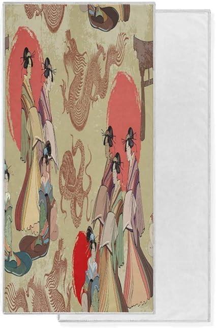 Amazon Kaariok Vintage Japanese Red Sun Dragons Geisha Woman Art Quick Dry Soft Hand Towels 