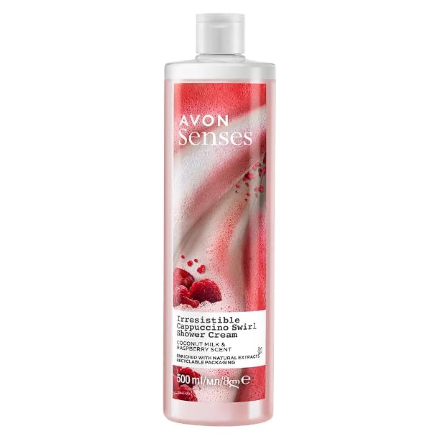 Avon Senses Shower Cream, Irresistible Cappuccino Swirl, Coconut Milk & Raspberry Scent, 500 ml