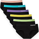 INNERSY Women’s Underwear Cotton Hipster Panties Mid Rise Briefs Tagless Wide Waistband 6 Pack