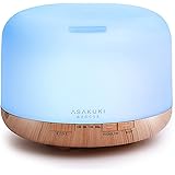 ASAKUKI 500ml Premium, Essential Oil Diffuser, 5 In 1 Ultrasonic Aromatherapy Fragrant Oil Vaporizer Humidifier, Timer and Auto-Off Safety Switch, 7 LED Light Colors