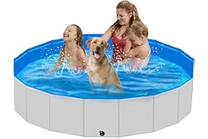 STUDESK Extra Large Foldable Dog Pool,71"x 12" Portable Anti-Slip Kiddie Pool Hard Plastic, Swimming Pool for Dogs Cats and Kids Pet Puppy Bathing Tub