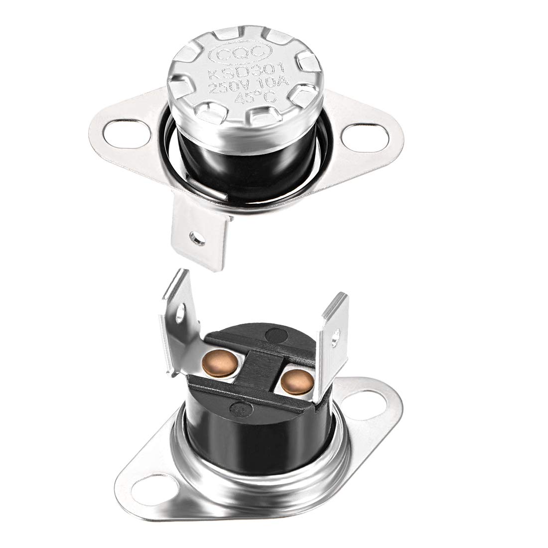 sourcing map KSD301 Thermostat 45°C/113°F 10A N.C Adjust Snap Disc Temperature Switch for Microwave,Oven,Coffee Maker 2pcs,Bakelite Material