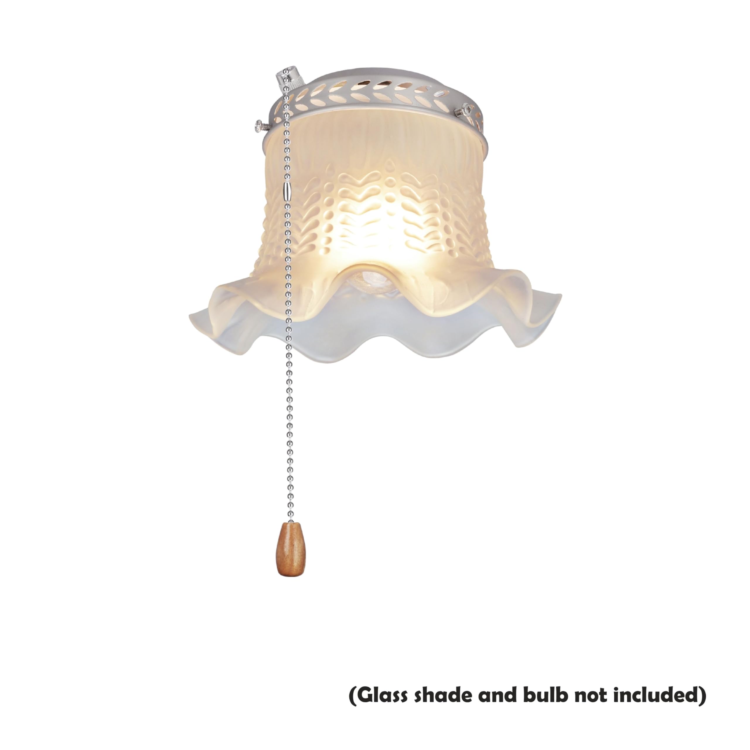 Aspen Creative 22001-11, One-Light Ceiling Fan Fitter Light Kit with Pull Chain, Brushed Nickel