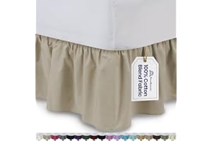 ShopBedding Ruffled Bedskirt (King, Stone) 14 Inch Drop Dust Ruffle with Platform, Poly/Cotton Fabric, Available in All Bed Sizes and 16 Colors - Blissford