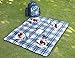 VonShef - 4 Person Blue Tartan Picnic Backpack Bag with Cooler Compartment, Detachable Bottle/Wine Holder, Fleece Blanket, Flatware and Plates