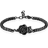 Imrsanl Rose Flower Women's Link Urn Bracelet for Ashes Stainless Steel Cremation Urn Bracelet Bangle for Ashes Keepsake Memorial Jewelry
