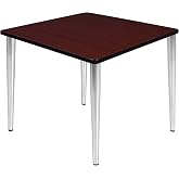 Regency Kahlo 42 in. Square Breakroom Table- Mahogany Top, Chrome Tapered Legs