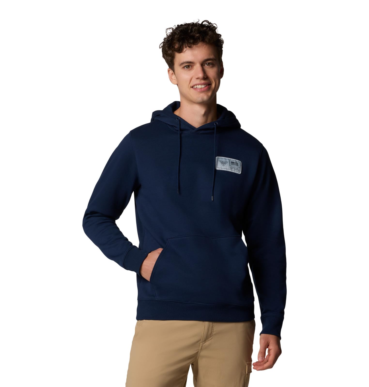 Columbia Men’s PFG Castback Hoodie, Coll Navy/PFG Woven Patch Americana, X-Large