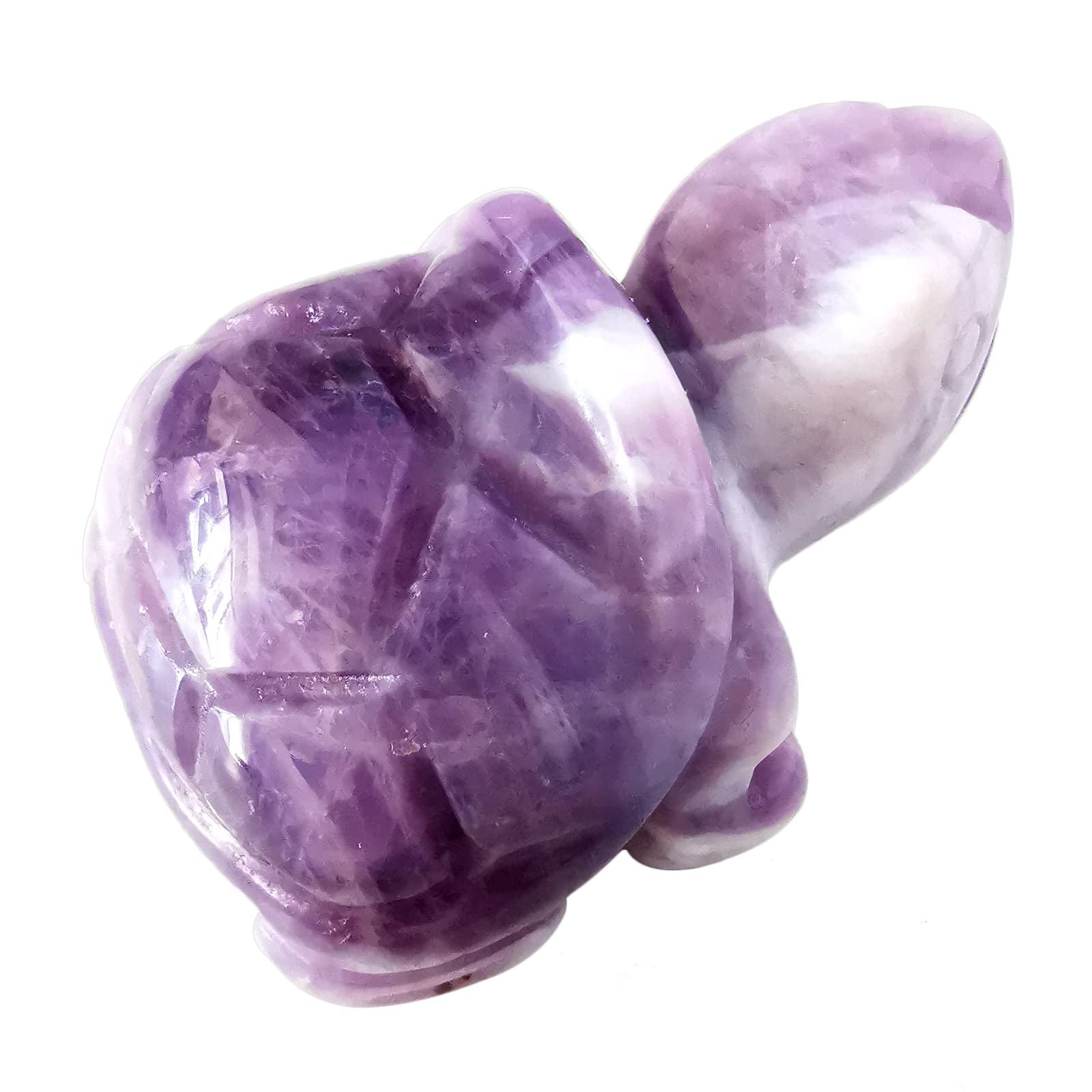 Lovionus89 Hand Carved Stone Crystal Turtle, 40mm Small Turtle Animal Figure Bag Statue Sculpture, Amethyst