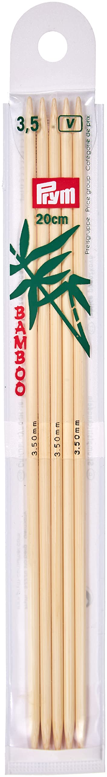 Prym 20 cm x 3.50 mm Double Pointed Glove Knitting Pins, Bamboo