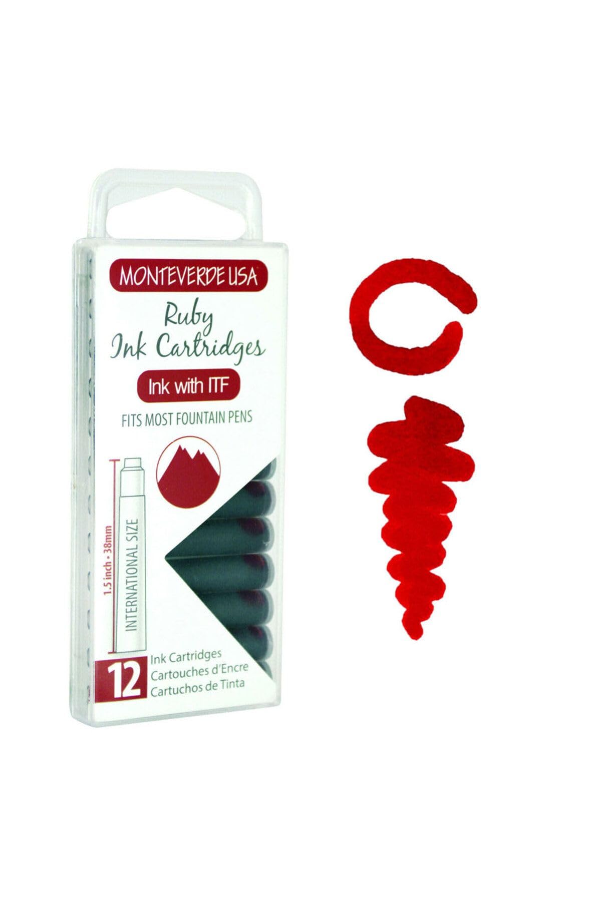 Monteverde G305RU 12 Standard Ink Cartridges - Ruby