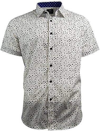 Luxure Men's Premium Button Down Casual Short Sleeve Dress Shirt (X-Large, White)