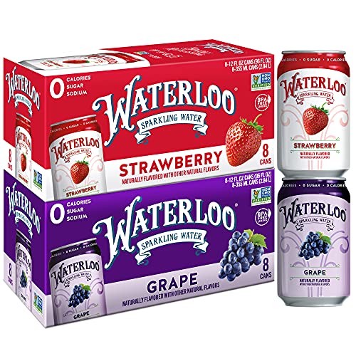 Waterloo Sparkling Water TwoFlavor Pack, 12 Fl Oz Cans, Pack of 16, 8