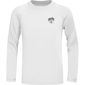 Roadbox Boys UPF 50+ Rash Guard Swim Shirt, Kids Long Sleeve Sun Protection Shirts, Quick Dry UV Rushguard for Water Beach
