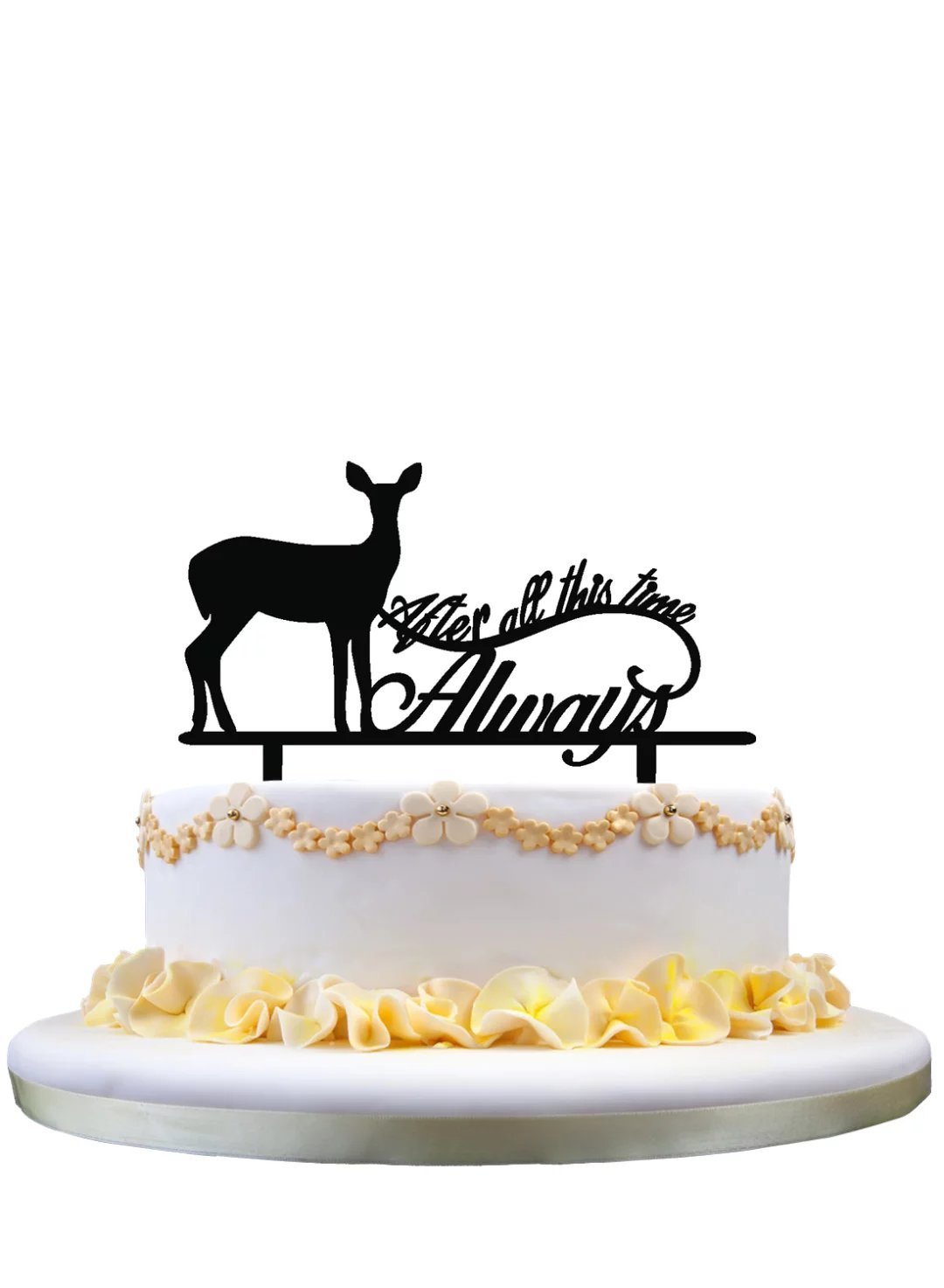 Monogram Cake Topper- After All This Time Always Cake Topper, Wedding Cake Topper with Deer Silhouette, Perfect for Wedding Party Collection